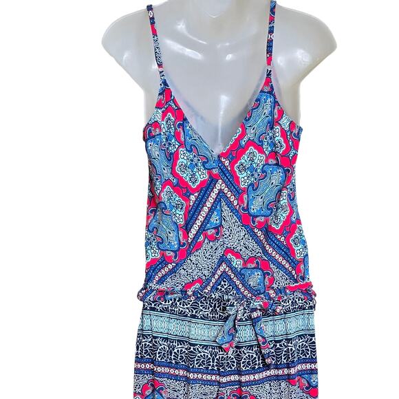 Tommy Bahama Womens XS Riviera Tiles Jumpsuit Wide Leg Cropped Resort Wear Rayon - Picture 6 of 8